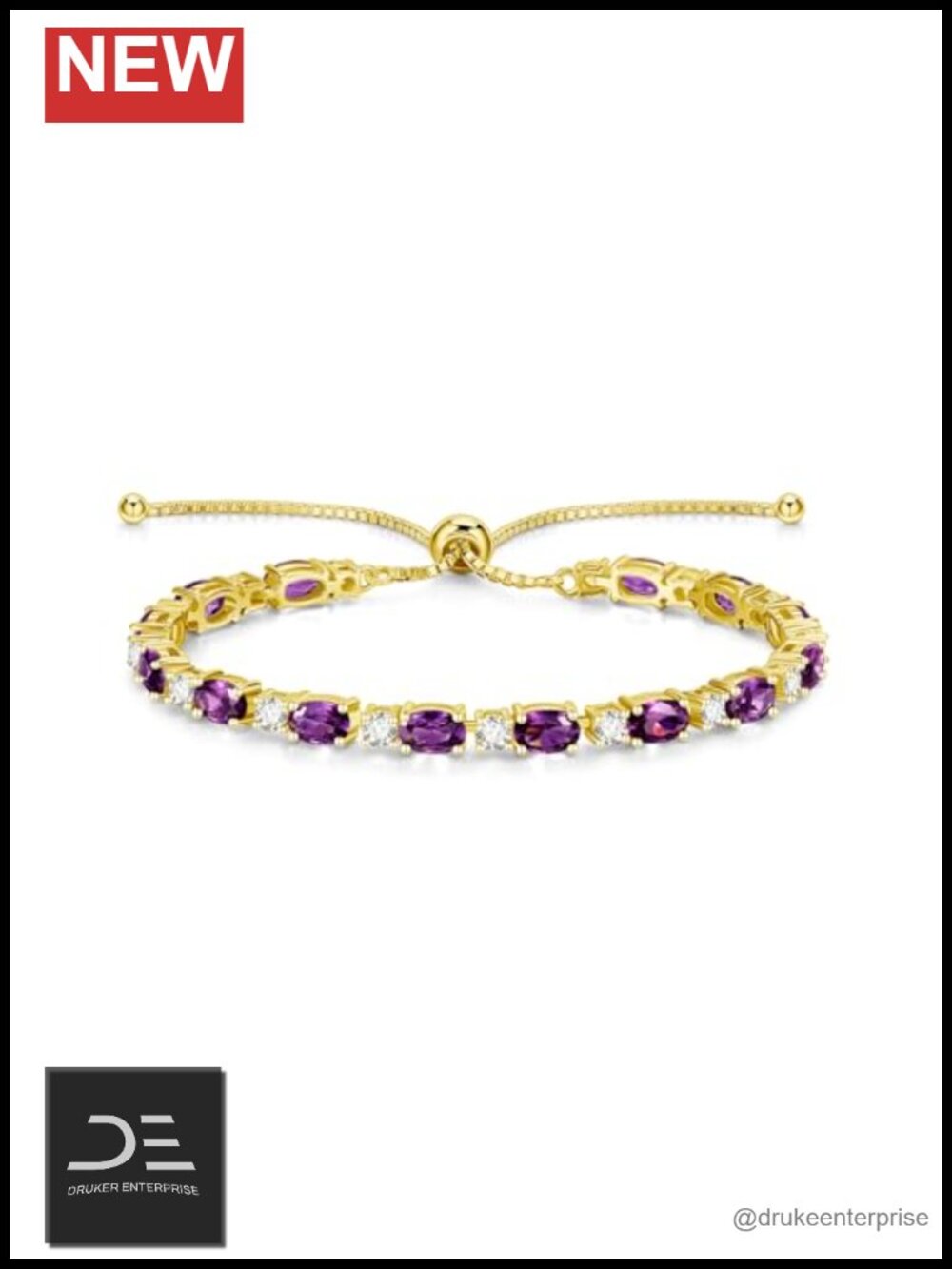 14K Gold Plated Sterling Silver Adjustable Bolo Tennis Bracelet Women